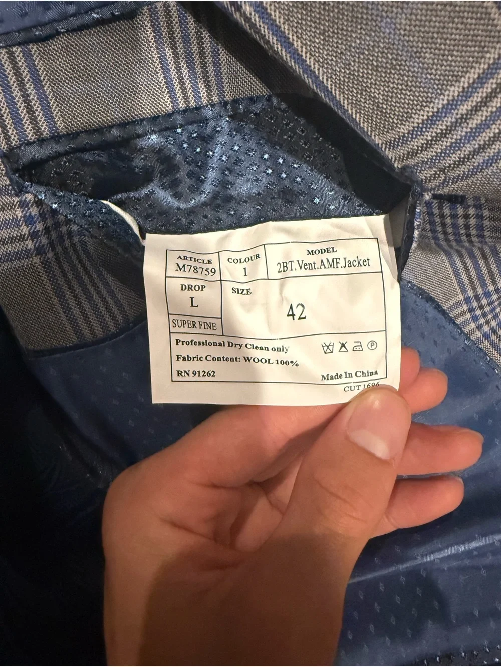 Men’s superfine wool MANTONI Blue Plaid blazer